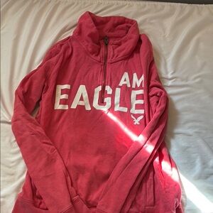 American Eagle Outfitters Red Graphic Long Sleeve Hoodie